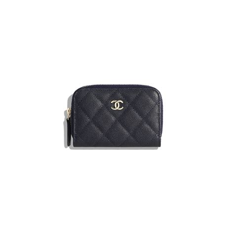 chanel classic coin purse navy with silver hardward|Classic zipped coin purse .